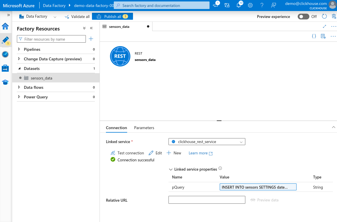 새 데이터셋 연결 성공