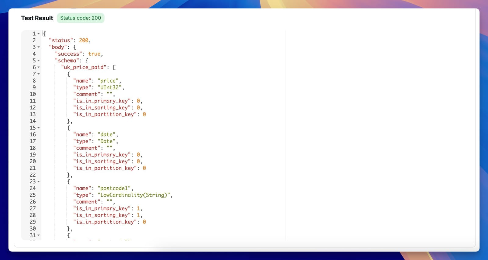 Chartbrew의 ClickHouse JSON 스키마