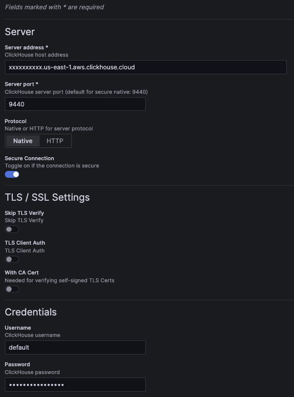 보안 네이티브 구성 예시