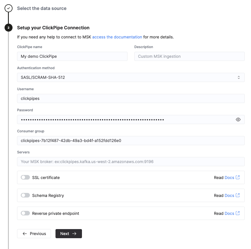 Reverse private endpoint 선택
