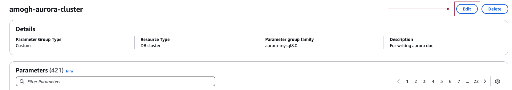 파라미터 그룹 편집